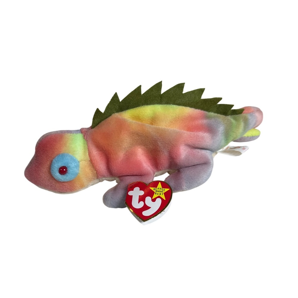Ty Beanie Baby Iggy the Iguana 1997 Vintage Tie Dye Plush Collectible with Tags